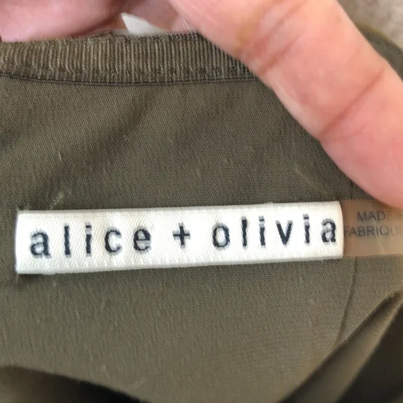 Alice + Olivia Womens Olive Green French Leather Suede Skirt SIZE 2 - Picture 6 of 9